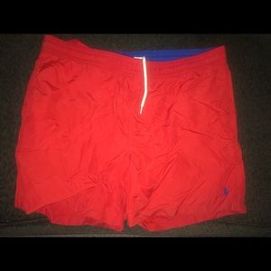 R&L polo red swim trunks